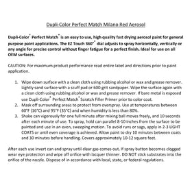 Dupli-Color Milano Red touch-up on a car trim demonstrating color match