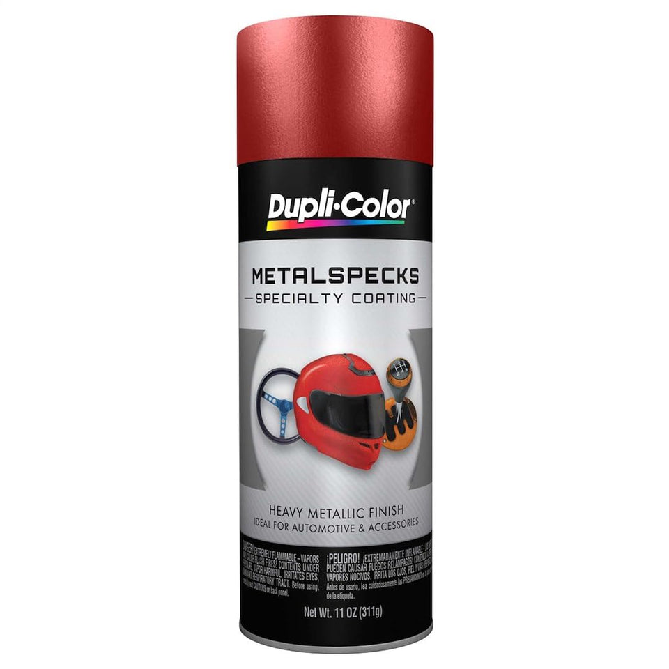 Dupli-Color Retro Red front can showing label and metallic finish effect