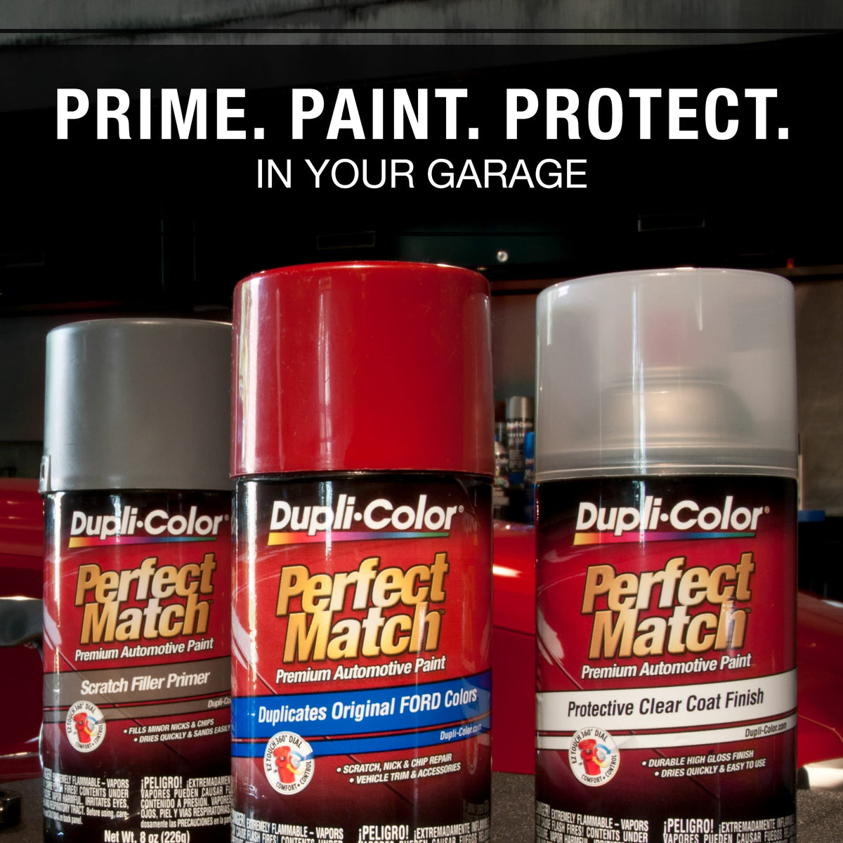 Dupli-Color Victory Red applied to car panel showing OEM color match