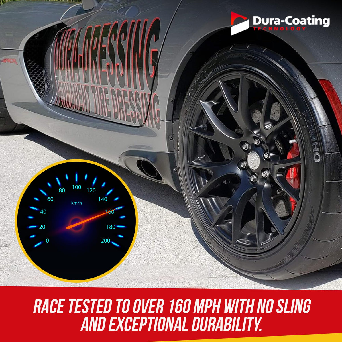 DURA-COATING lifestyle shot of a car wheel with glossy, durable finish