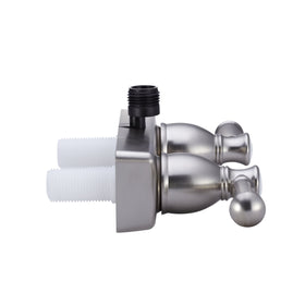 Dura Faucet installation diagram with measurements showing 4 inch center compatibility for easy fitting benefit