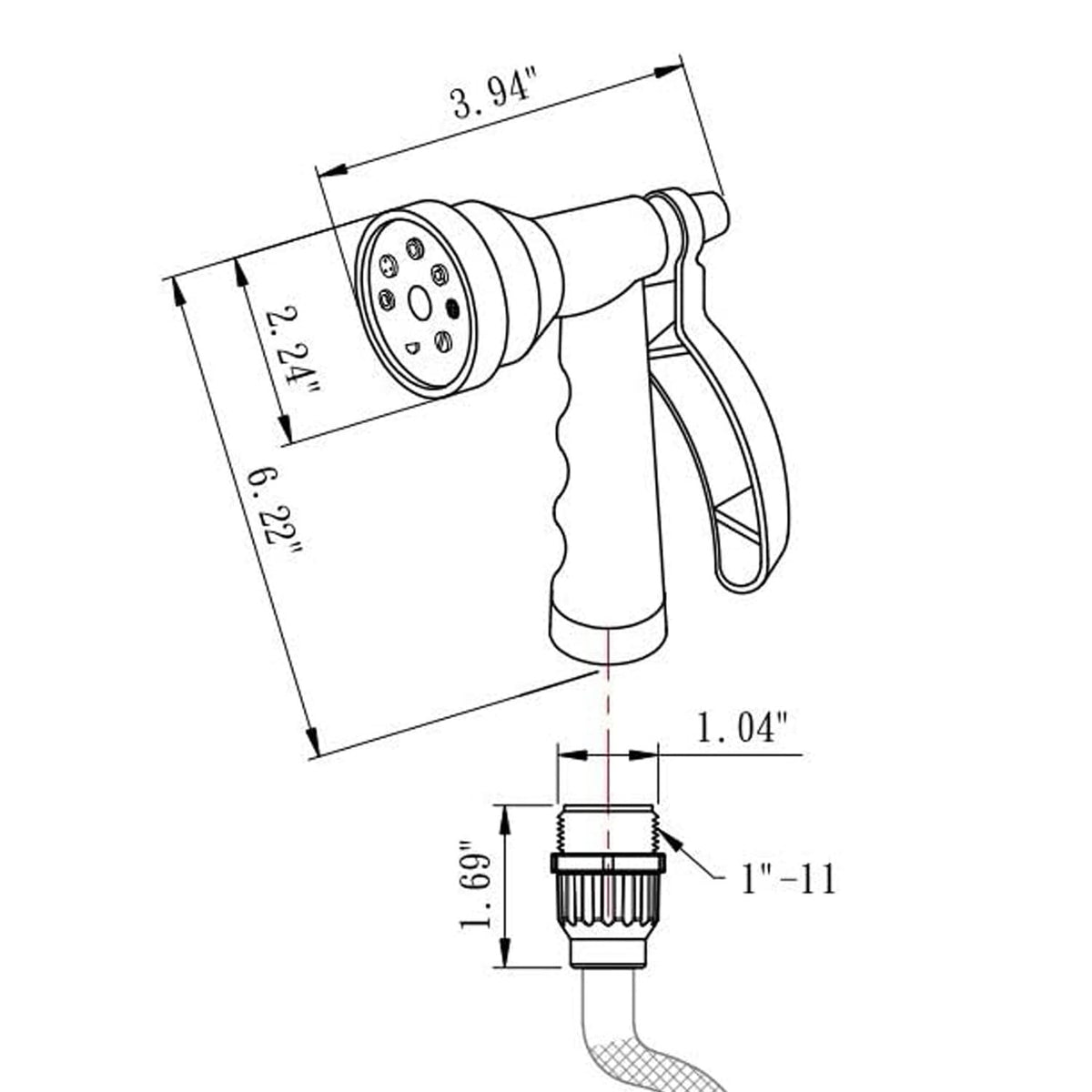 Dura Faucet side profile with dimensions showing size for space-saving storage