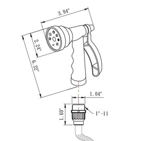Dura Faucet side profile with dimensions showing size for space-saving storage