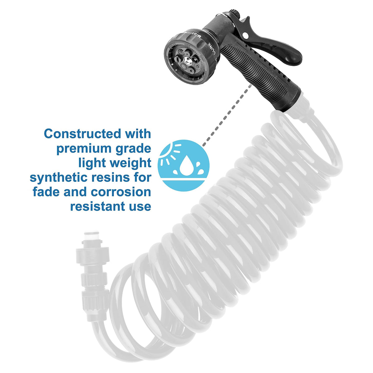 Dura Faucet sprayer rinsing a bicycle outdoors showing targeted cleaning capability