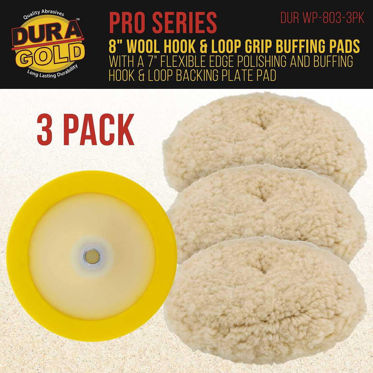Dura-Gold 7" flexible edge backing plate close-up, demonstrates safe edge contouring