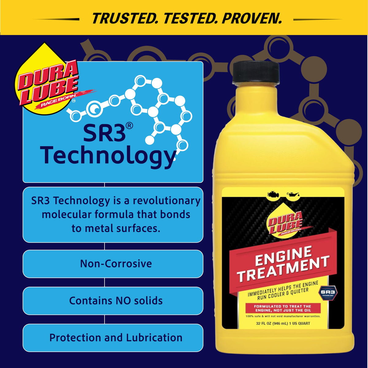 DURA LUBE pouring close‑up showing smooth formula for improved lubrication