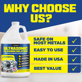Durabasics solution in an ultrasonic tank demonstrating deep-cleaning action