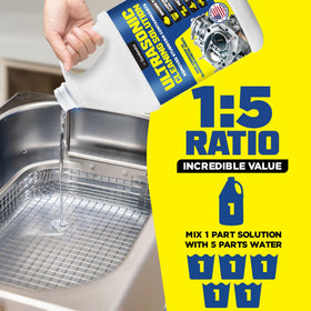 Durabasics gallon next to a ruler illustrating size and storage scale benefit