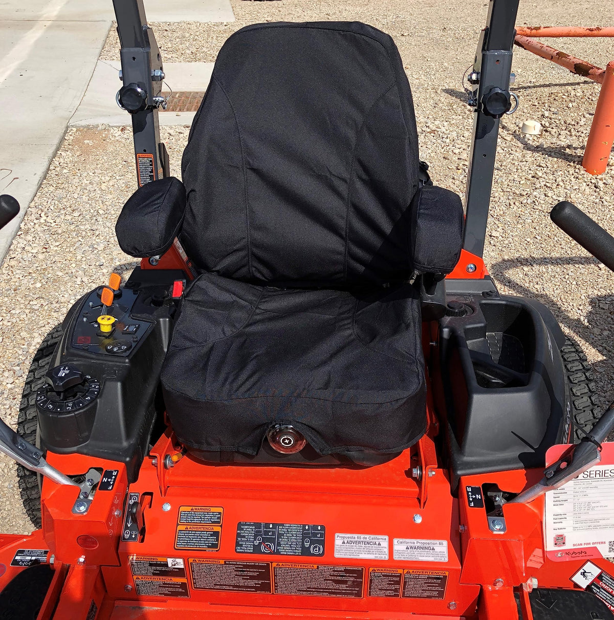 Durafit cover front on Kubota seat showing neat fit and cooler surface