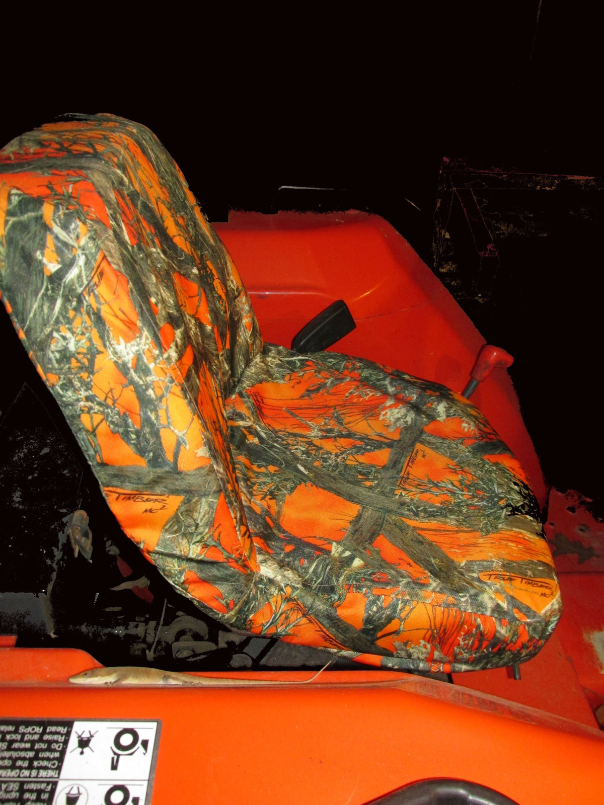 Durafit Seat Covers close-up of orange camo fabric highlighting waterproof texture and durability