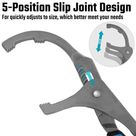 DURATECH close-up of 9-inch plier jaw teeth gripping filter for secure removal