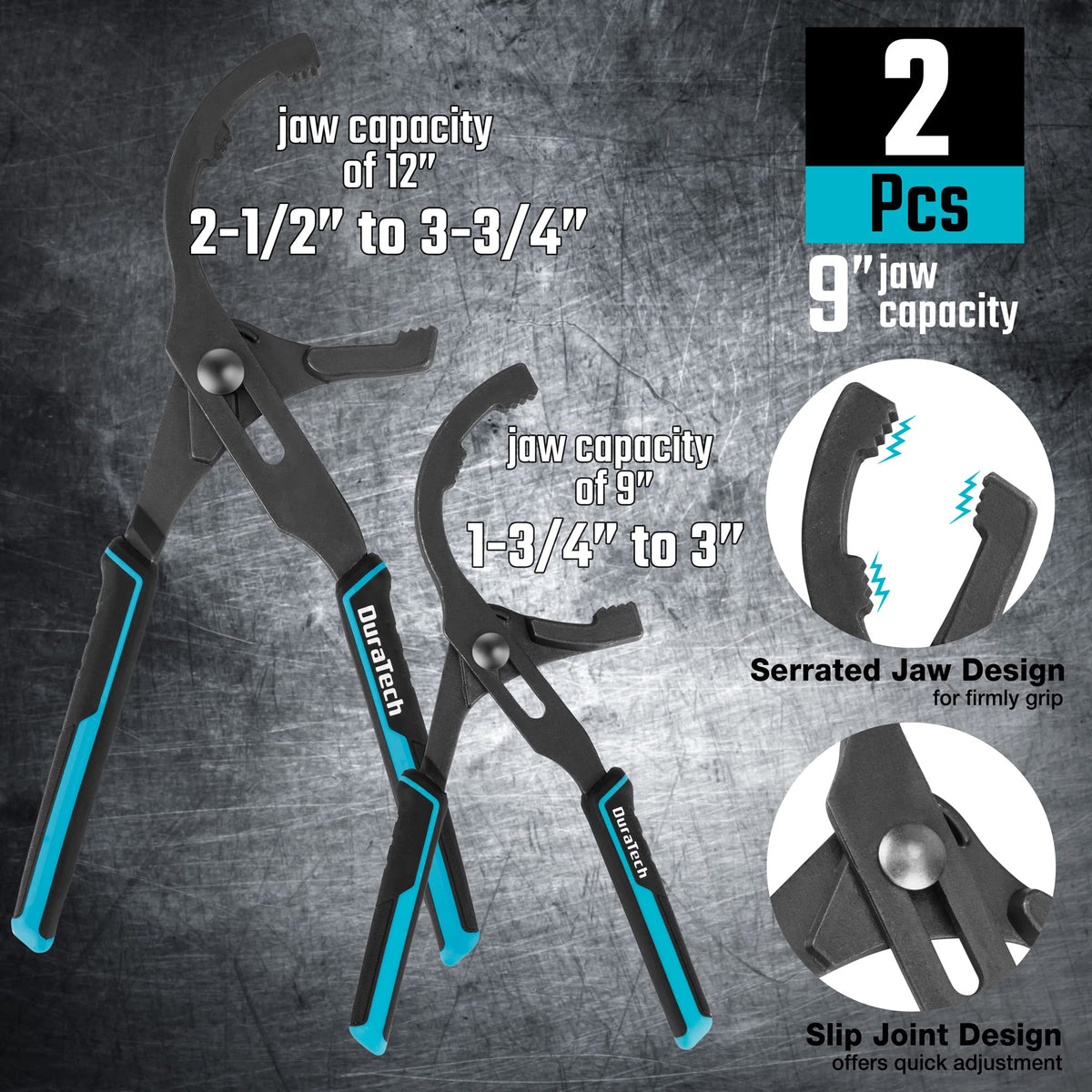 DURATECH adapter attached to ratchet illustrating easy use with 3/8" and 1/2" drive tools