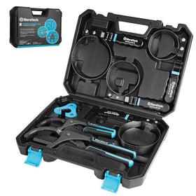 DURATECH front packaging showing full 8-piece oil filter wrench set and case for organized storage