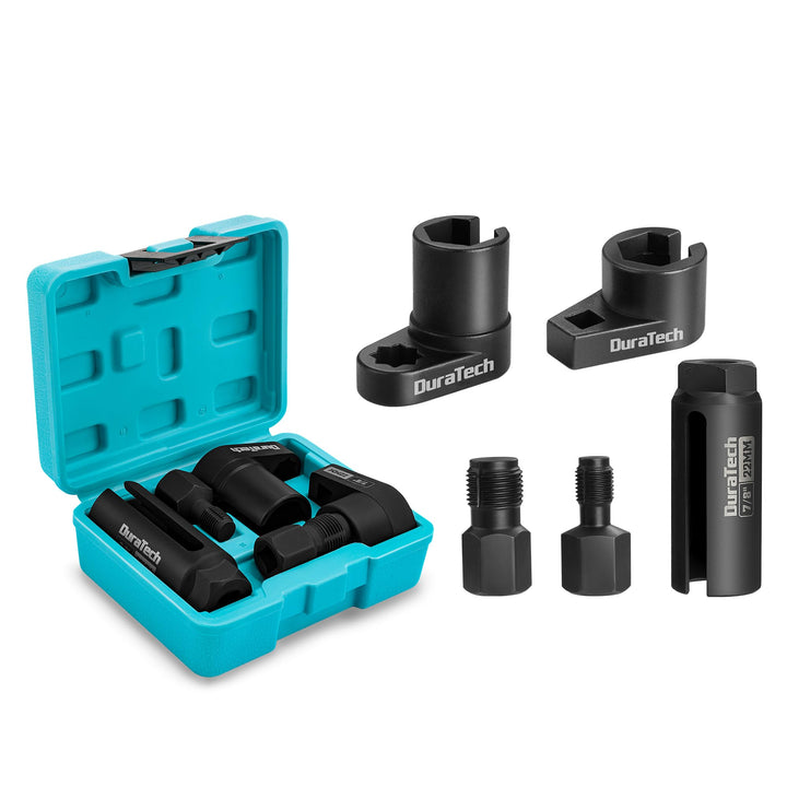 DURATECH front packaging showing full 5PCS O2 sensor set and benefits