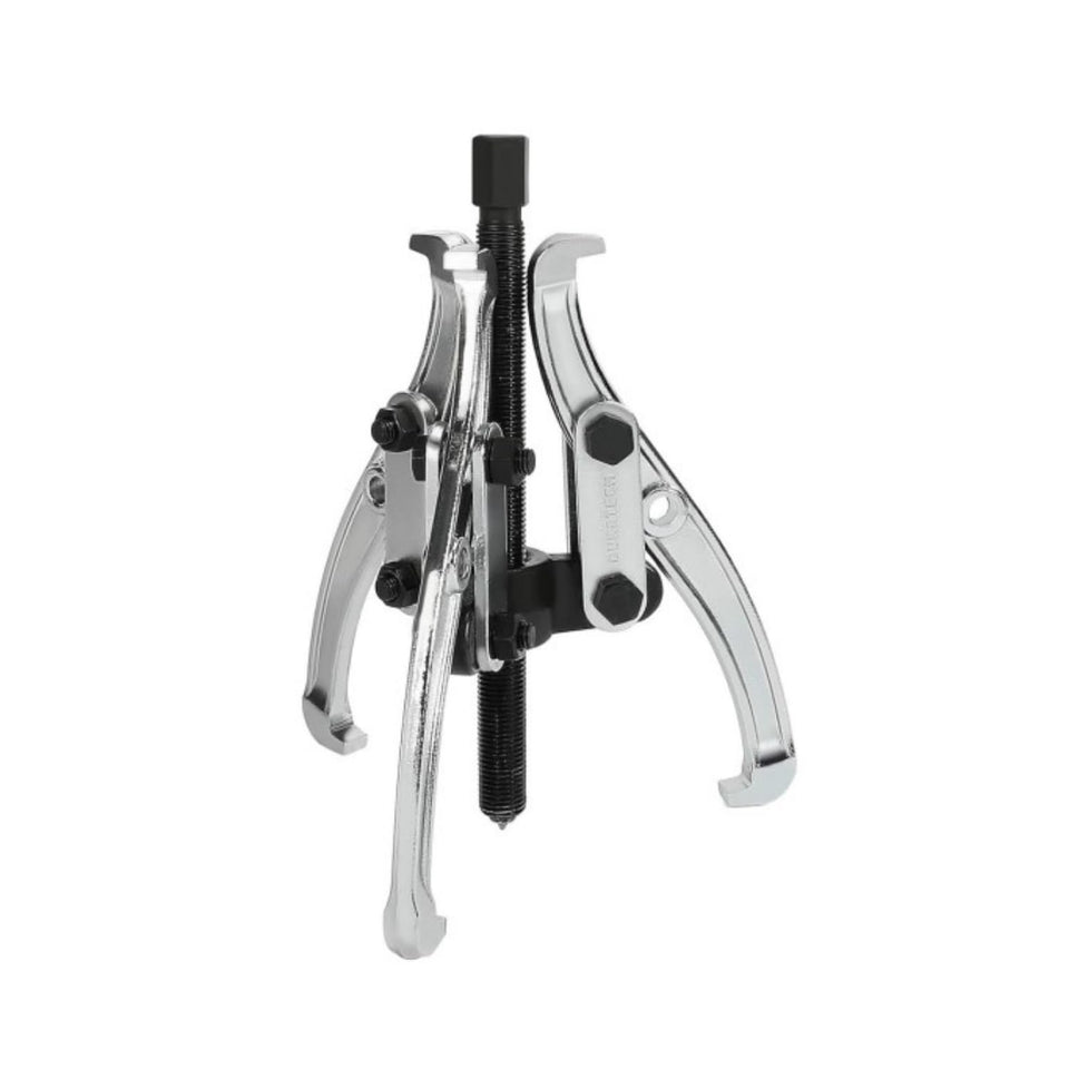 DURATECH front view of 3-jaw gear puller showing complete tool and benefits