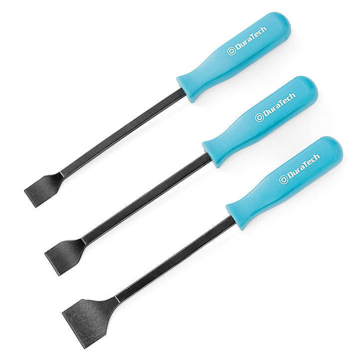 DURATECH gasket scraper set front view showing three blades and sizes for versatile use