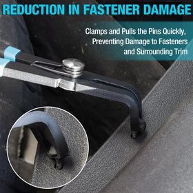 DURATECH pliers removing a car door panel clip to speed automotive repairs