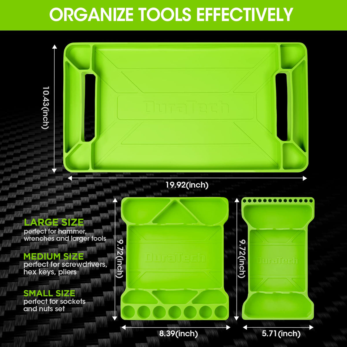 DURATECH medium tray top detail highlighting grooves and organized tool layout benefit
