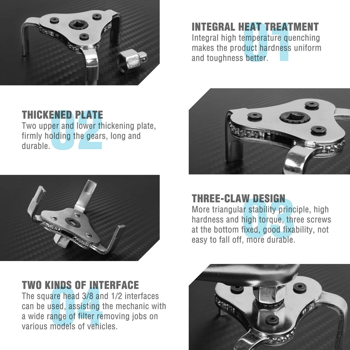 DURATECH pliers removing oil filter demonstrating extended reach benefit
