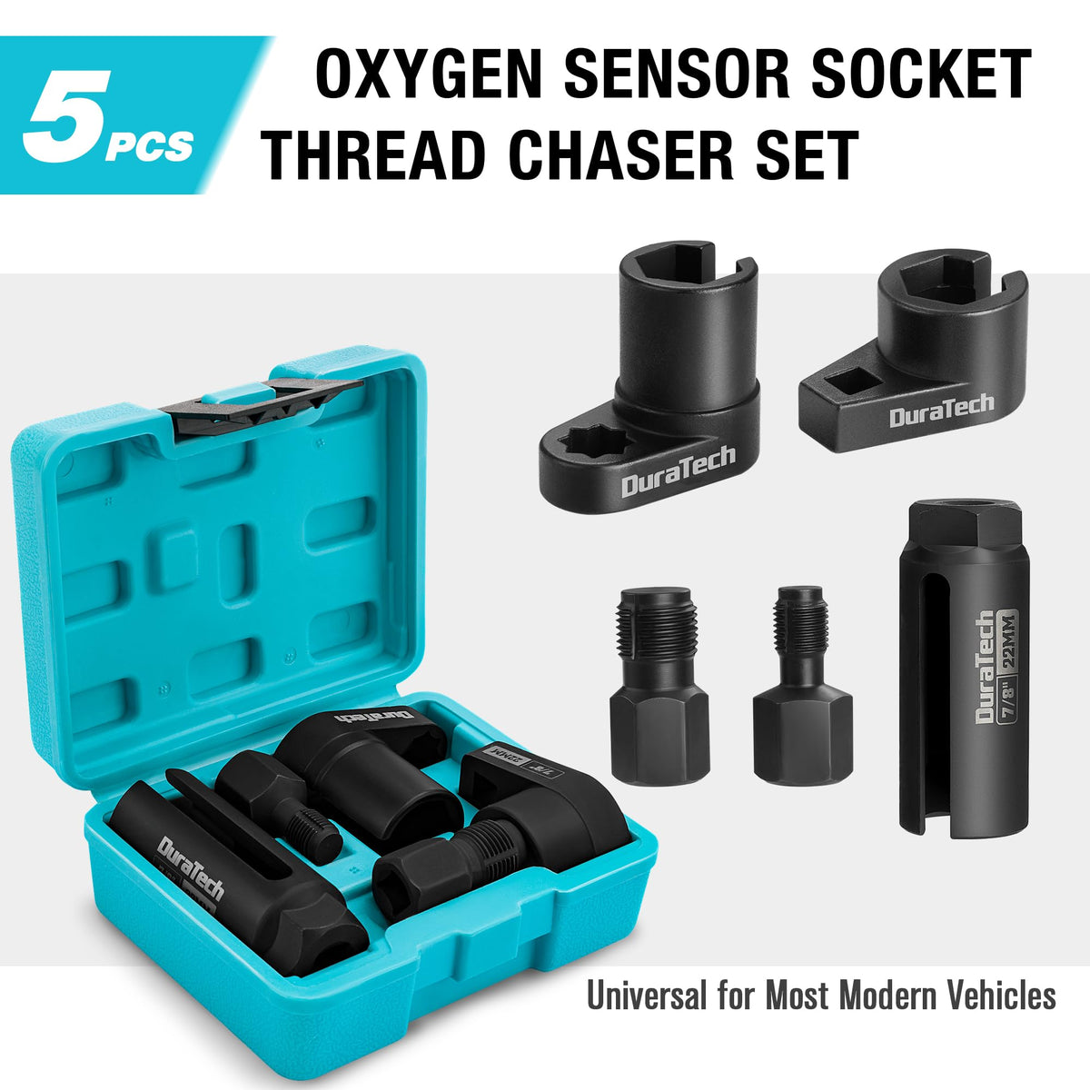 DURATECH size comparison showing sockets and ratchet scale for reference