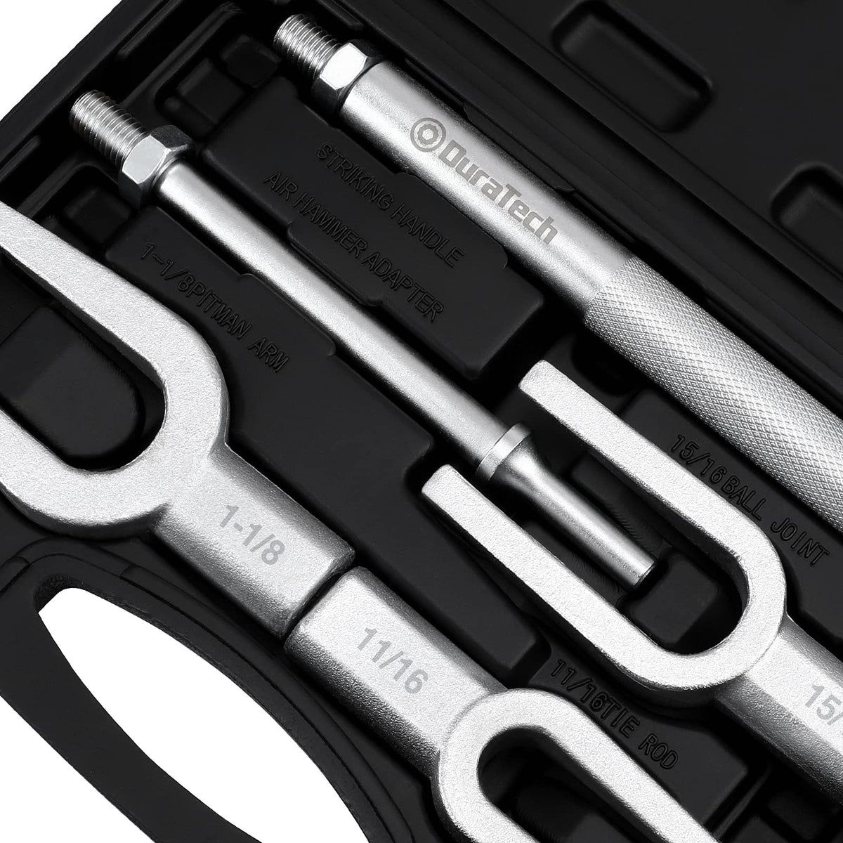 DURATECH forks laid next to ruler showing included sizes for accurate selection