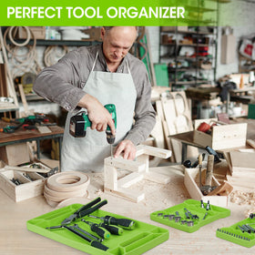DURATECH size comparison with tools showing scale and how each tray fits items