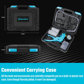 DURATECH tool held next to hand showing compact size and easy transport