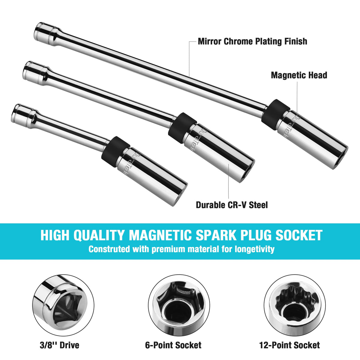 DURATECH close-up of socket magnetic core holding a spark plug securely
