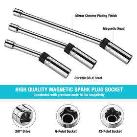 DURATECH close-up of socket magnetic core holding a spark plug securely