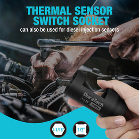 DURATECH socket being used on exhaust manifold demonstrating safe sensor removal