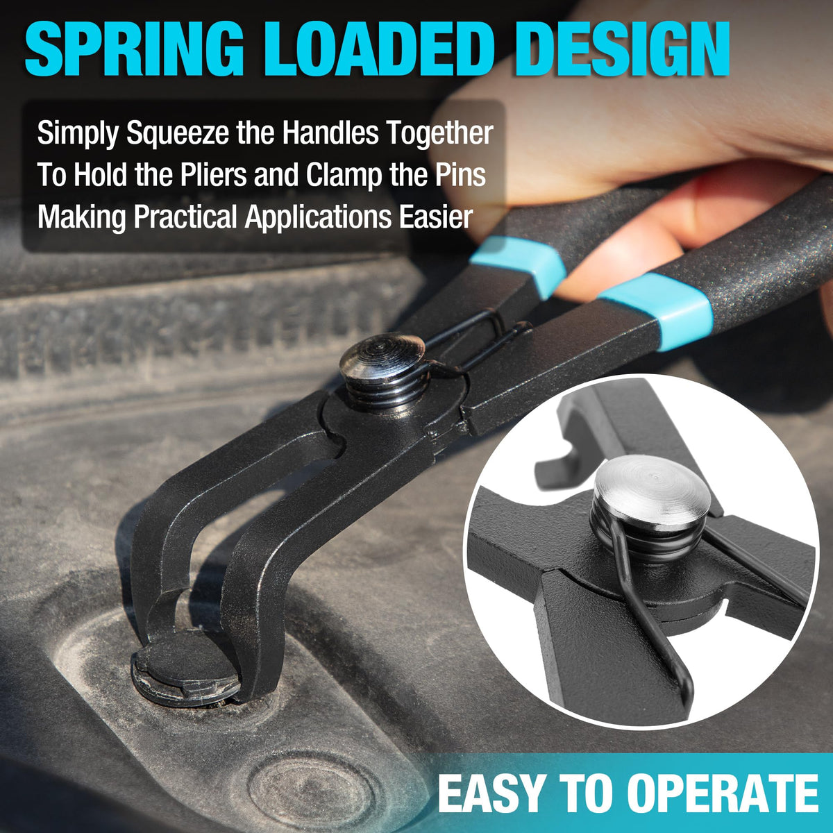 DURATECH spring-loaded handle closeup demonstrating easy, low-fatigue operation