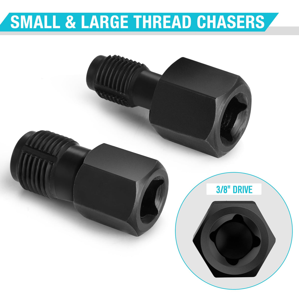 DURATECH thread chasers displayed to show re-tapping capability