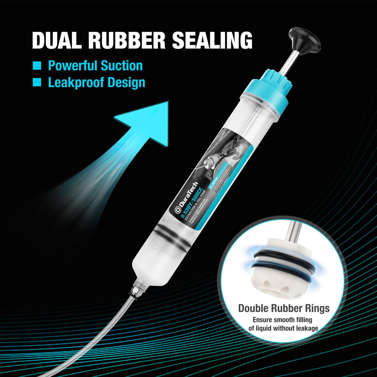 DURATECH transparent barrel with clear scale markings for accurate measurement
