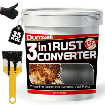 Duraxell front bucket showing label and 35 oz size for rust protection