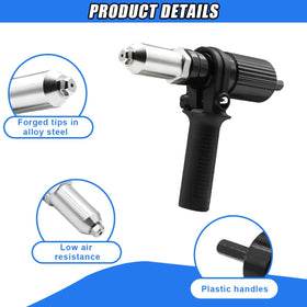 DUSCOKE handle texture close-up showing non-slip grip for more comfortable, stable riveting