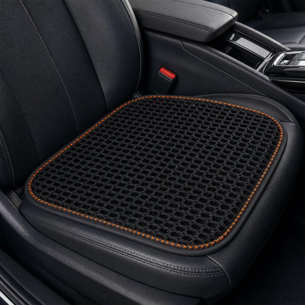 DUYUNCHEN front view of black seat cushion showing ventilated comfort