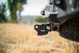 DV8 Offroad mounted on 2-inch receiver demonstrating simple bolt-on installation