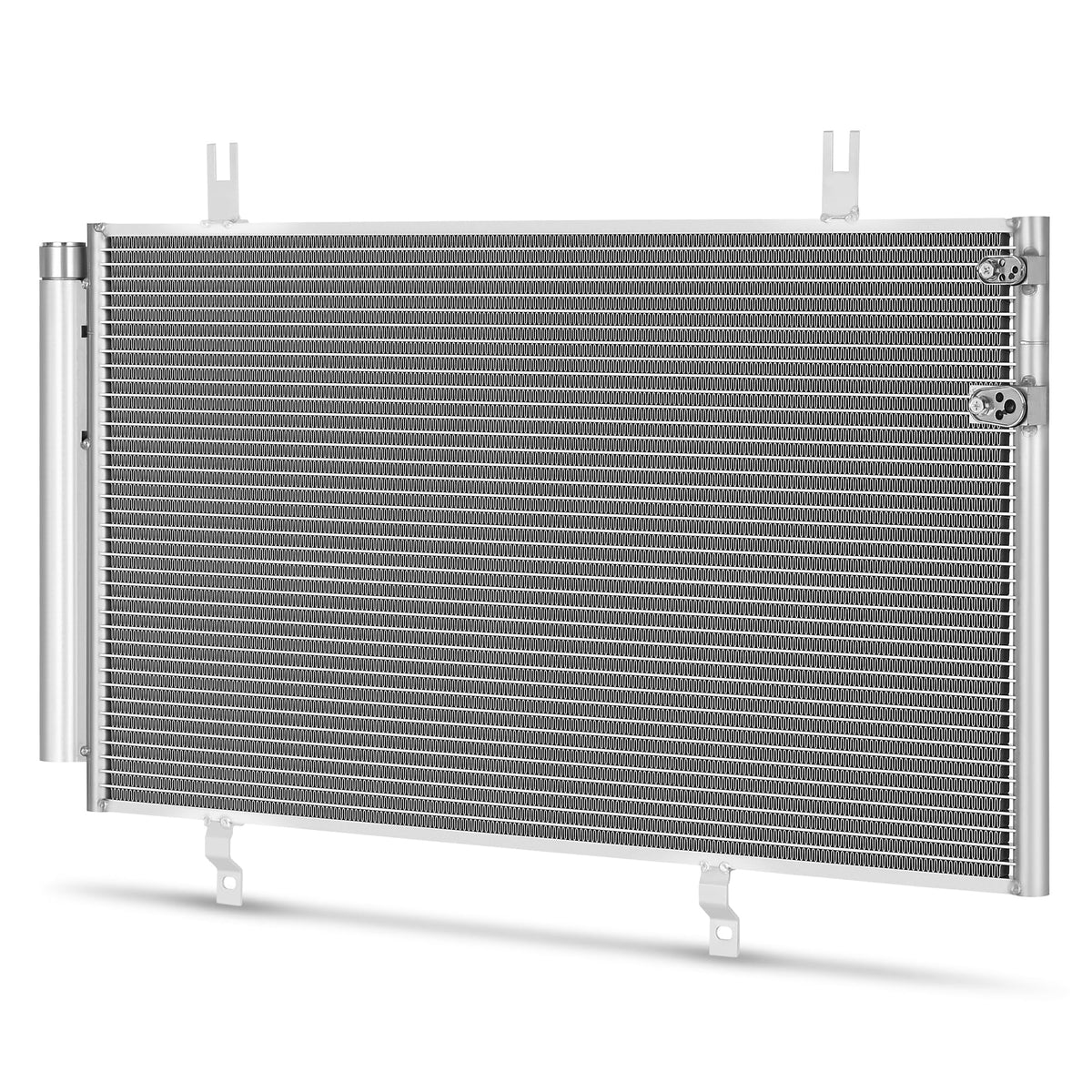 DWVO A/C condenser front view showing mounting points and OEM fit for easy replacement
