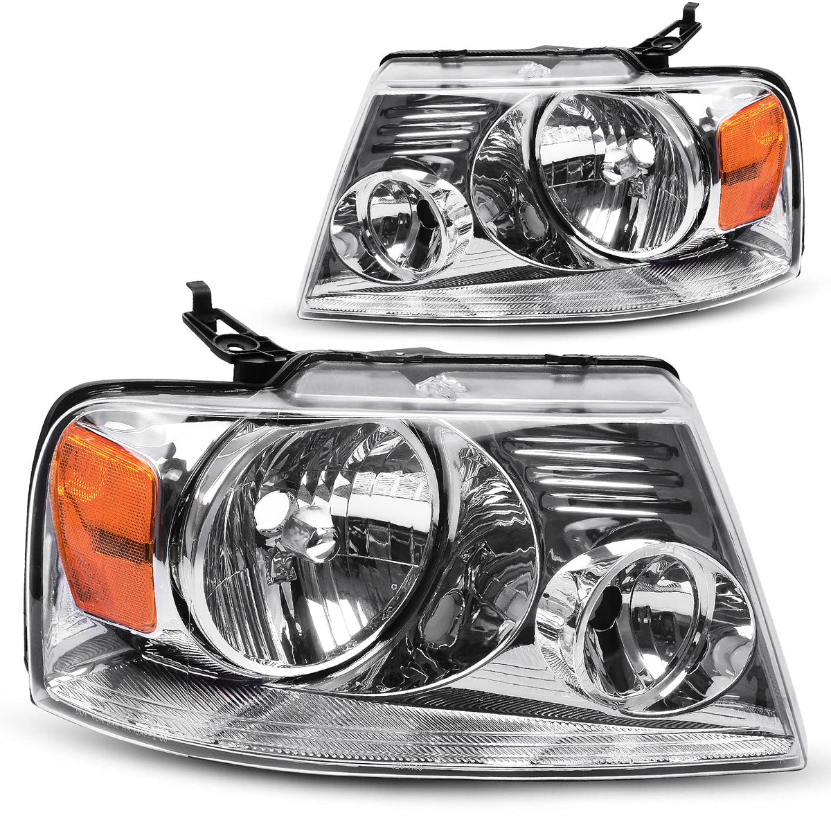 DWVO front assembly chrome housing with amber reflector showing clean styling and fit