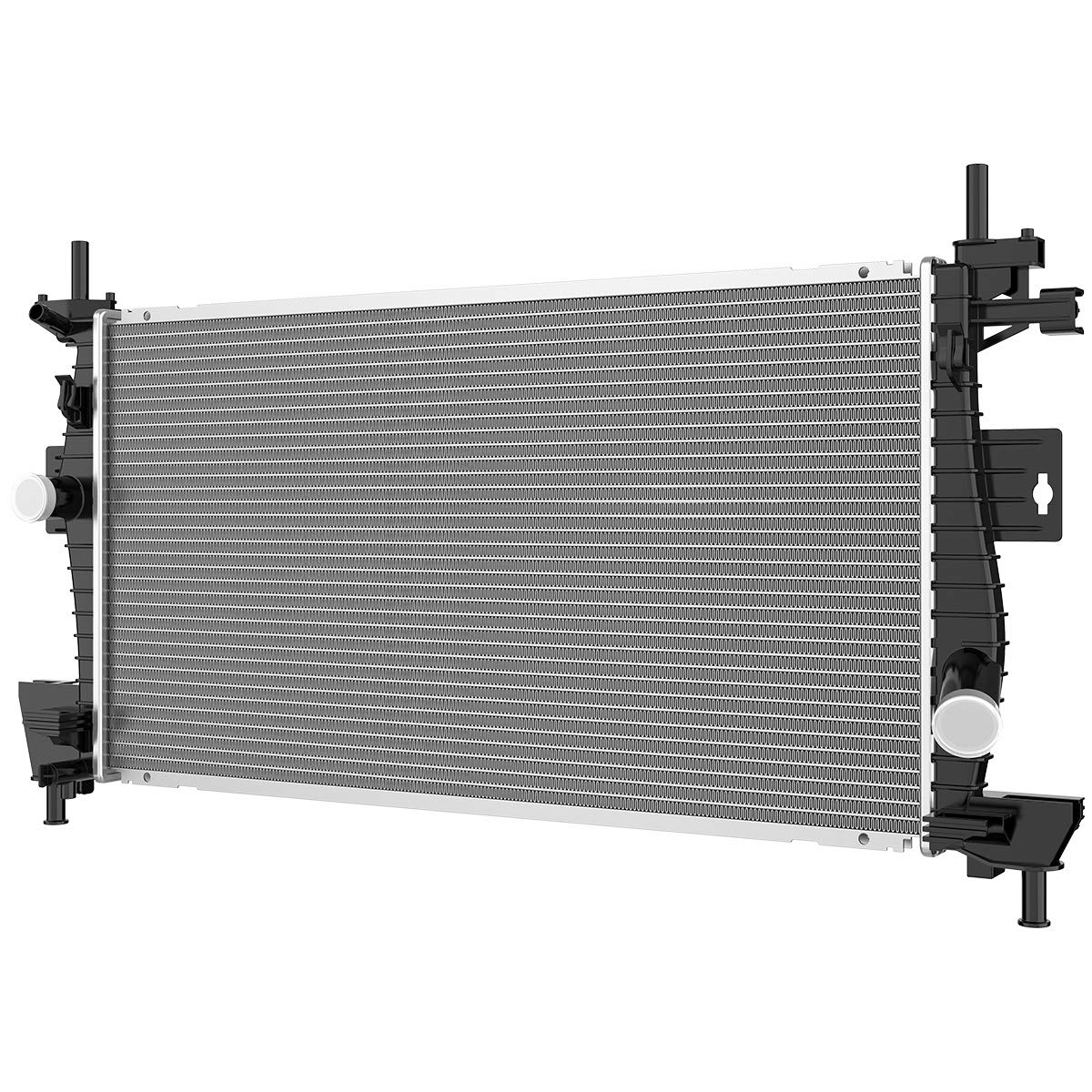DWVO front view radiator assembly showing full fit and OEM alignment benefit
