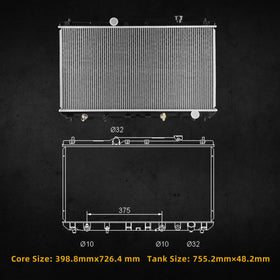 DWVO radiator installed in Camry engine bay demonstrating correct fit
