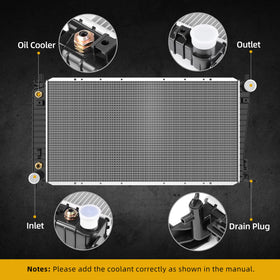 DWVO radiator installed in truck engine bay demonstrating proper fit