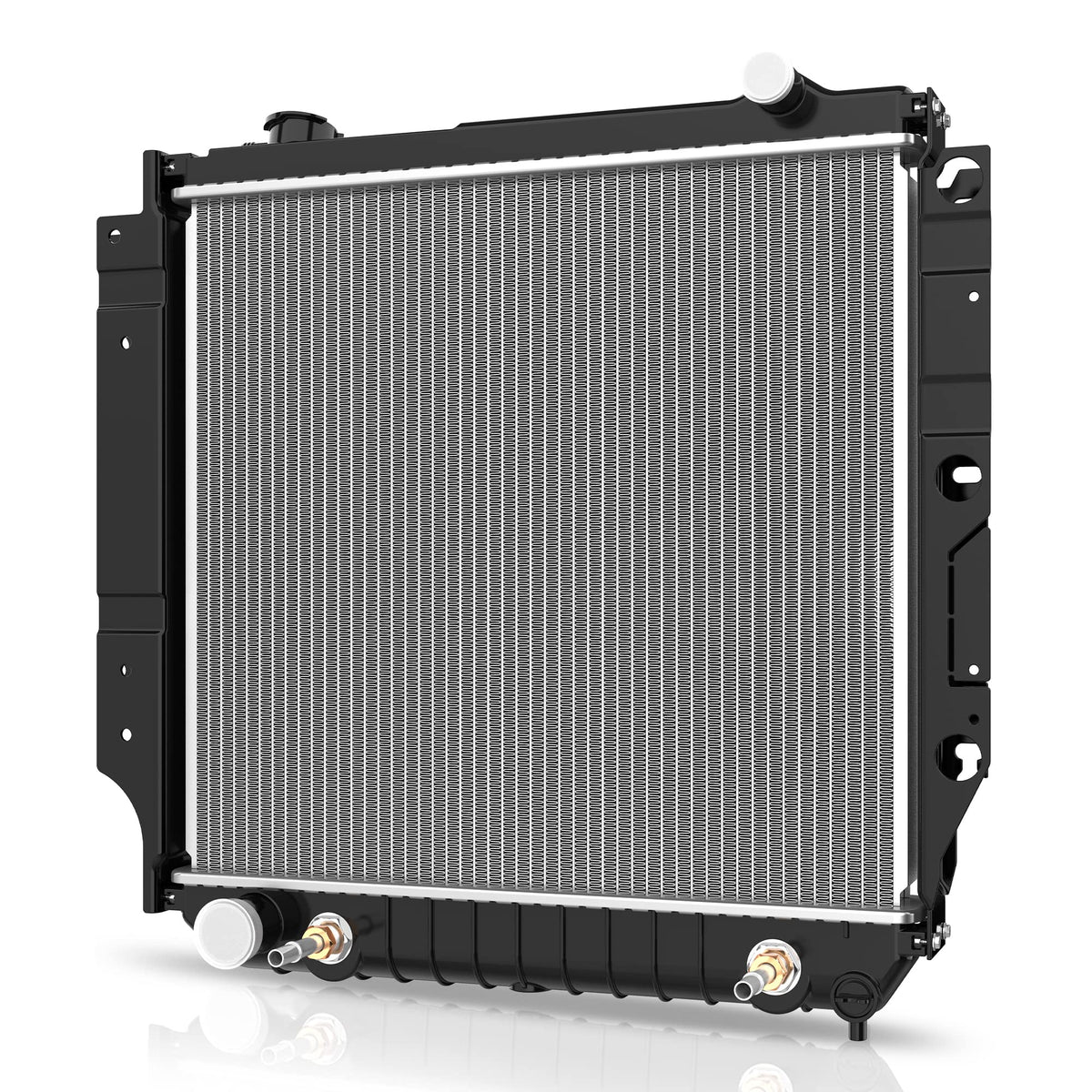 DWVO radiator front view showing mounting points and fit benefits