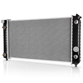 DWVO radiator front view showing full cooling core and inlet outlet connections for proper fit