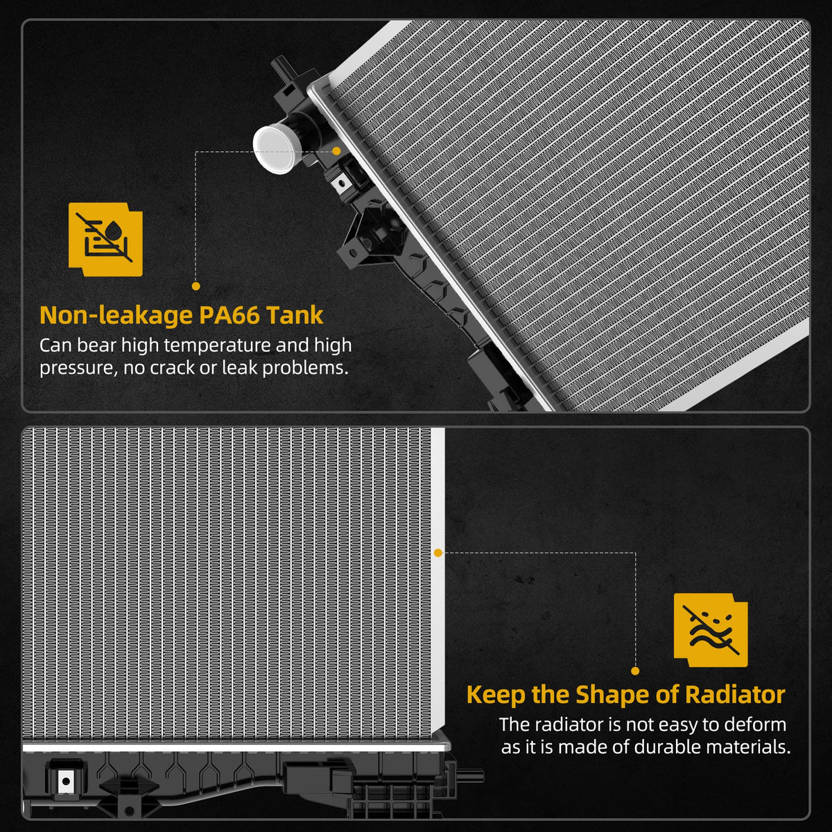 DWVO inlet and outlet detail highlighting reinforced PA66 GF30 tanks benefit