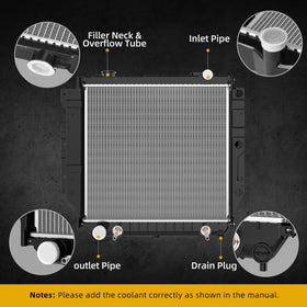DWVO radiator installed in Jeep engine bay demonstrating direct OEM fit