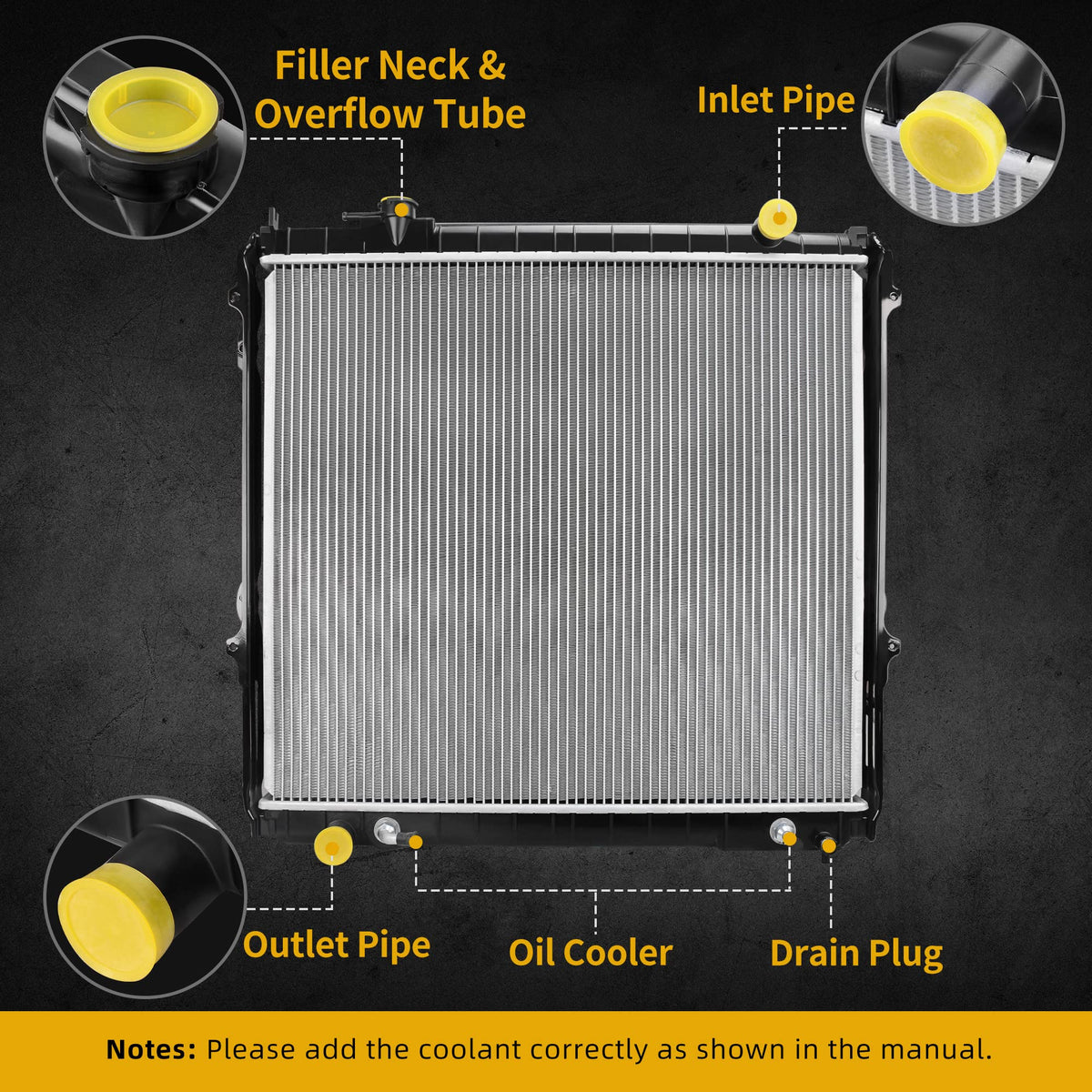 DWVO radiator installed under Tacoma hood illustrating direct OEM fit