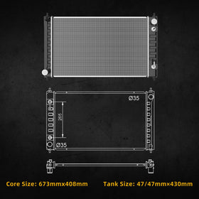 DWVO radiator packaged with corner foam protecting the core during shipping and handling