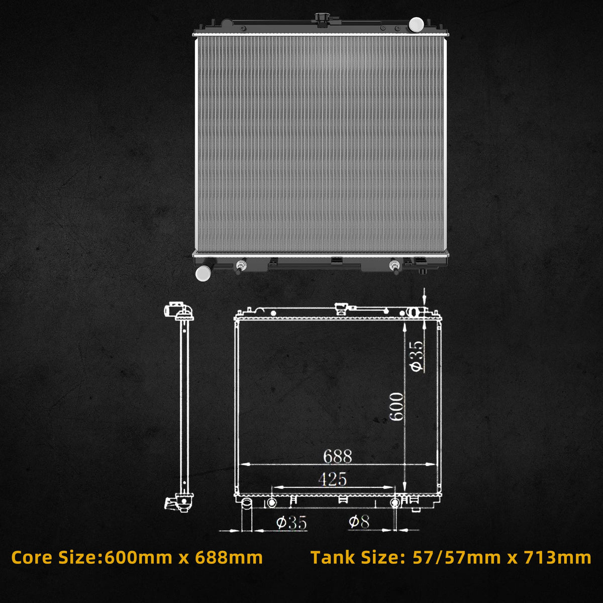 DWVO radiator secured in foam packaging protecting unit from shipping damage