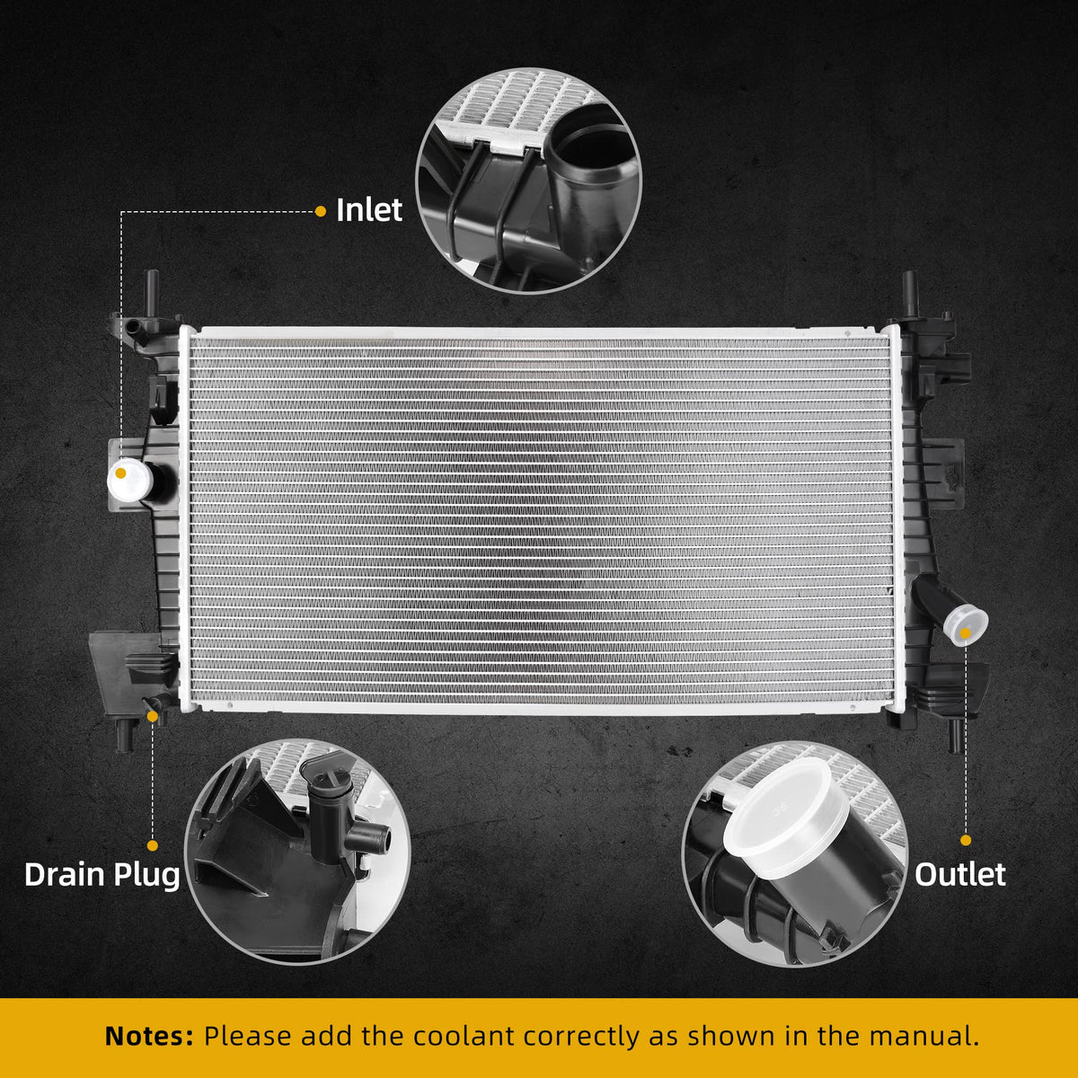 DWVO radiator next to measuring tape demonstrating exact fitment benefit